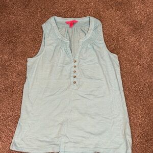 Lilly Pulitzer Light Blue Button-Front Top with Decorative Buttons